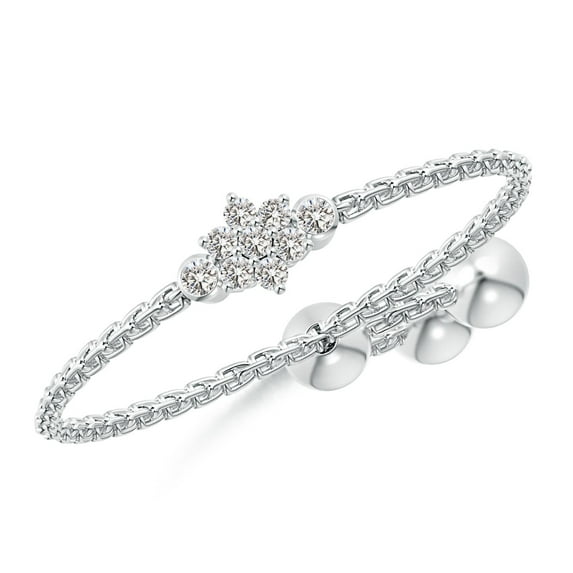 ANGARA Natural Diamond Flower Cluster Bolo Ring in 14K White Gold for Women (Size-1.2mm| Color-I-J| Clarity-I1-I2) | April Birthstone, Anniversary, Jewelry Gift for Women | Natural Diamond Ring