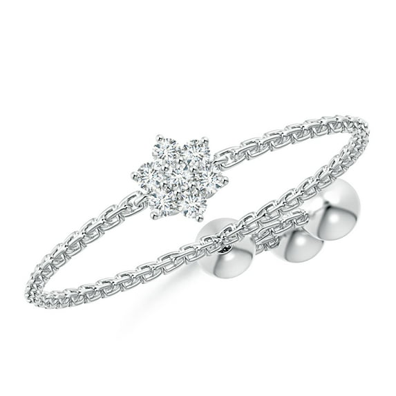 ANGARA Natural Diamond Flower Cluster Bolo Ring in 14K White Gold for Women (Size-1.3mm| Color-G| Clarity-VS2) | April Birthstone, Birthday, Anniversary, Jewelry Gift for Women | Natural Diamond Ring