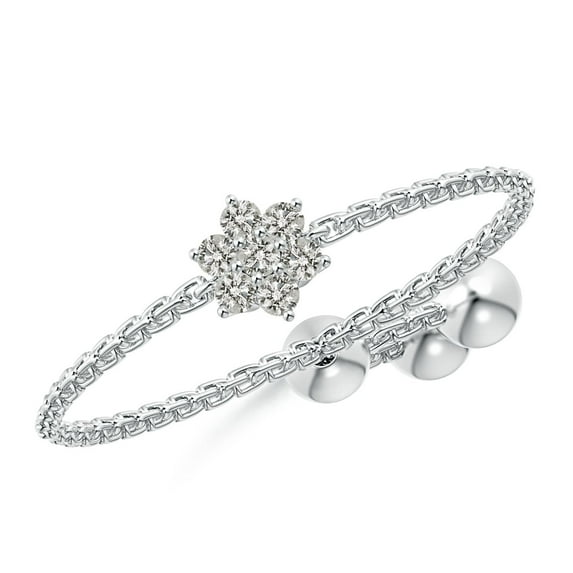 ANGARA Natural Diamond Flower Cluster Bolo Ring in 14K White Gold for Women (Size-1.3mm | Color-K| Clarity-I3) | April Birthstone, Birthday, Anniversary, Jewelry Gift for Women | Natural Diamond Ring