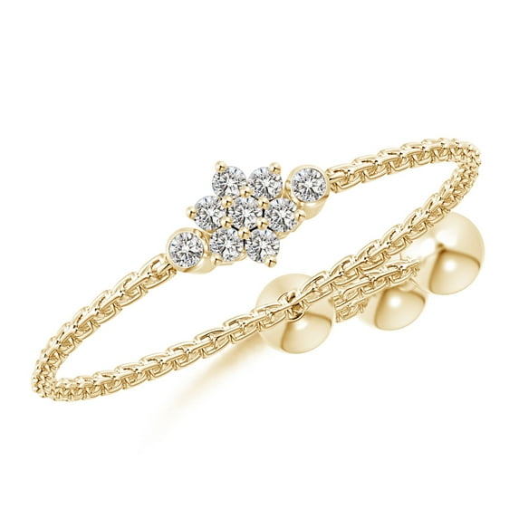 ANGARA Natural Diamond Flower Cluster Bolo Ring in 14K Yellow Gold for Women (Size-1.3mm| Color-I-J| Clarity-I1-I2) | April Birthstone, Anniversary, Jewelry Gift for Women | Natural Diamond Ring