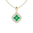 thumbnail image 1 of ANGARA Natural Diamond Framed Emerald Clover Pendant in 14K Yellow Gold for Women (Size-2mm) | May Birthstone, Birthday, Anniversary, Jewelry Gift for Women | Natural Emerald Necklace, 1 of 8