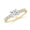 thumbnail image 1 of ANGARA Natural Diamond Graduated Engagement Ring in 14K Yellow Gold for Women (Size-5mm| Color-H| Clarity-SI2) | April Birthstone, Anniversary, Jewelry Gift for Women | Natural Diamond Ring, 1 of 9