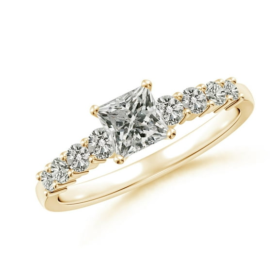 ANGARA Natural Diamond Graduated Engagement Ring in 14K Yellow Gold for Women (Size-5mm| Color-K| Clarity-I3) | April Birthstone, Anniversary, Jewelry Gift for Women | Natural Diamond Ring