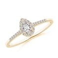 thumbnail image 1 of ANGARA Natural Diamond Halo Engagement Ring in 14K Yellow Gold for Women (Size-5x3mm| Color-I-J| Clarity-I1-I2) | April Birthstone, Anniversary, Jewelry Gift for Women | Natural Diamond Ring, 1 of 8
