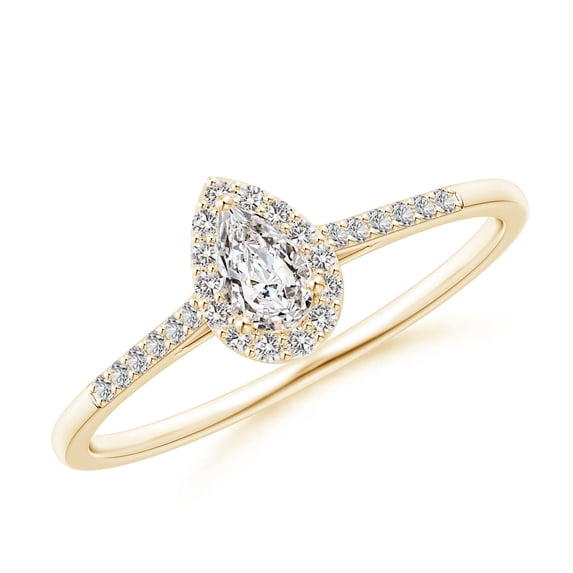 ANGARA Natural Diamond Halo Engagement Ring in 14K Yellow Gold for Women (Size-5x3mm| Color-I-J| Clarity-I1-I2) | April Birthstone, Anniversary, Jewelry Gift for Women | Natural Diamond Ring