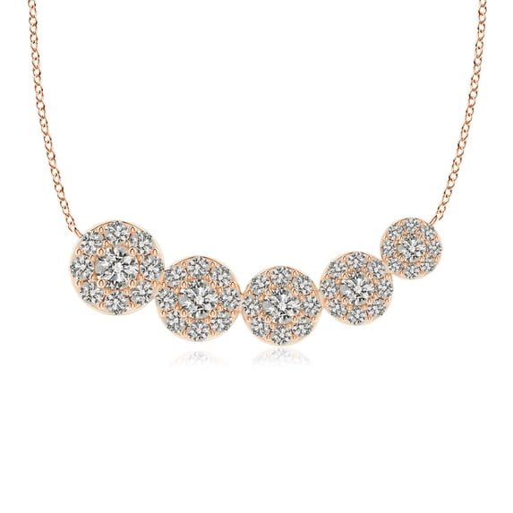 ANGARA Natural Diamond Halo Journey Necklace in 14K Rose Gold for Women (Size-3.2mm | Color-K| Clarity-I3) | April Birthstone, Birthday, Anniversary, Jewelry Gift for Women | Natural Diamond Necklace