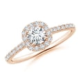 thumbnail image 1 of ANGARA Natural Diamond Halo Ring with Accents in 14K Rose Gold for Women (Size-4.5mm | Color-G | Clarity-VS2) | April Birthstone, Birthday, Anniversary, Jewelry Gift for Women | Natural Diamond Ring, 1 of 9