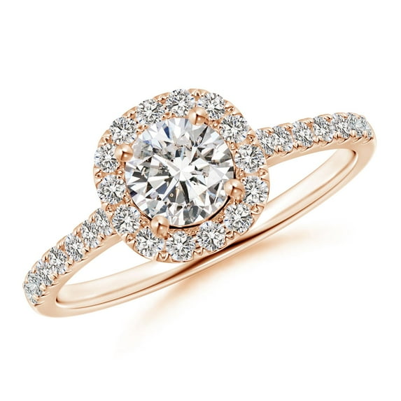 ANGARA Natural Diamond Halo Ring with Accents in 14K Rose Gold for Women (Size-5.2mm| Color-I-J| Clarity-I1-I2) | April Birthstone, Anniversary, Jewelry Gift for Women | Natural Diamond Ring