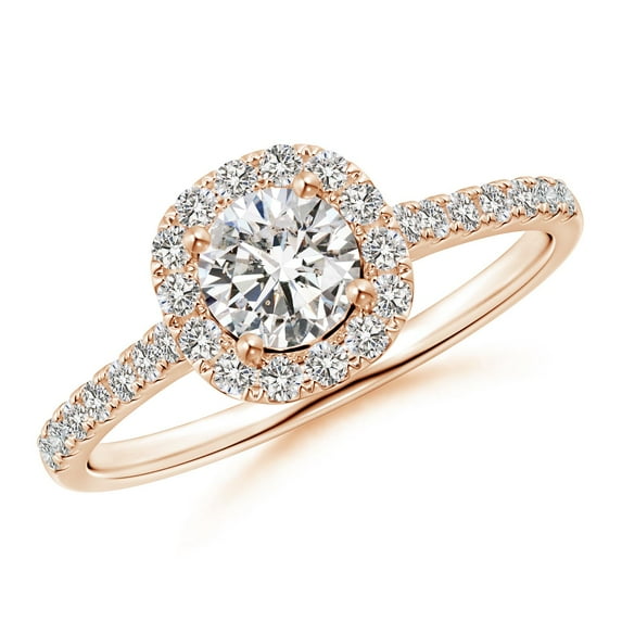 ANGARA Natural Diamond Halo Ring with Accents in 14K Rose Gold for Women (Size-5mm | Color-I-J| Clarity-I1-I2) | April Birthstone, Birthday, Anniversary, Jewelry Gift for Women | Natural Diamond Ring