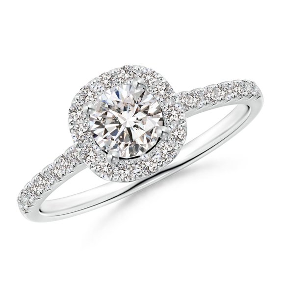 ANGARA Natural Diamond Halo Ring with Accents in 14K White Gold for Women (Size-5mm| Color-I-J| Clarity-I1-I2) | April Birthstone, Birthday, Anniversary, Jewelry Gift for Women | Natural Diamond Ring
