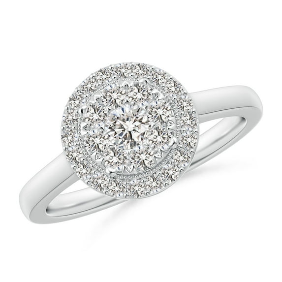 ANGARA Natural Diamond Halo Ring with Milgrain in 14K White Gold for Women (Size-3.6mm| Color-I-J| Clarity-I1-I2) | April Birthstone, Anniversary, Jewelry Gift for Women | Natural Diamond Ring