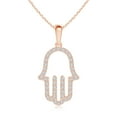 thumbnail image 1 of ANGARA Natural Diamond Hamsa Hand Pendant in 14K Rose Gold for Women (Size-1.5mm | Color-H | Clarity-SI2) | April Birthstone, Birthday, Anniversary, Jewelry Gift for Women | Natural Diamond Necklace, 1 of 7