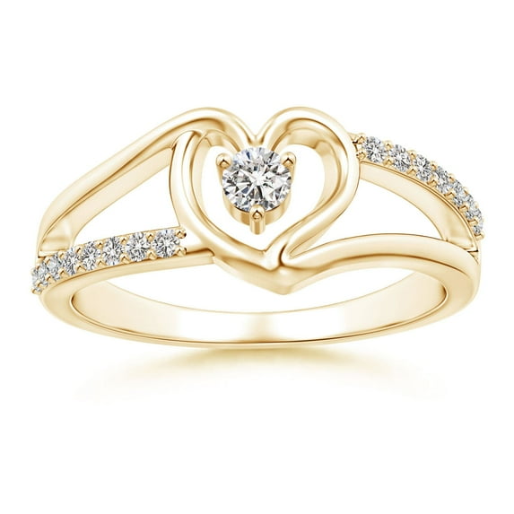 ANGARA Natural Diamond Heart Engagement Ring in 14K Yellow Gold for Women (Size-3mm| Color-I-J| Clarity-I1-I2) | April Birthstone, Anniversary, Jewelry Gift for Women | Natural Diamond Ring