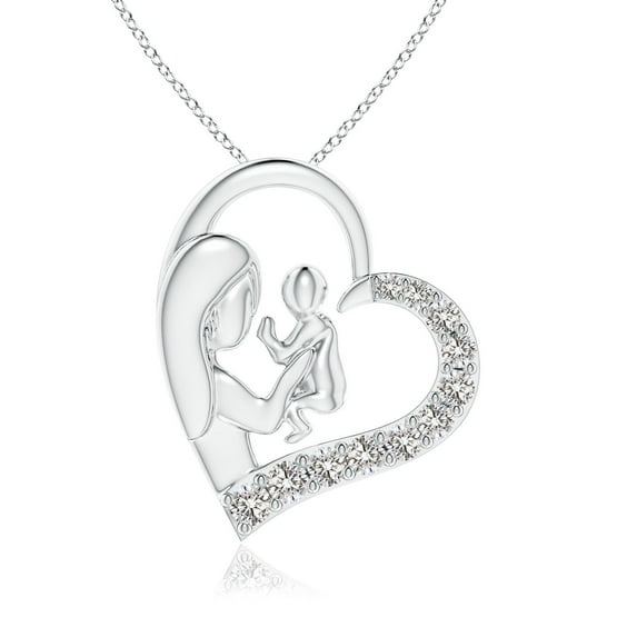 ANGARA Natural Diamond Heart Pendant in 14K White Gold for Women (Size-1.75mm| Color-I-J| Clarity-I1-I2) | Anniversary, Jewelry Gift for Women | Natural Diamond Necklace