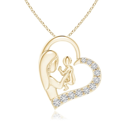 ANGARA Natural Diamond Heart Pendant in 14K Yellow Gold for Women (Size-1.5mm| Color-H| Clarity-SI2) | April Birthstone, Anniversary, Jewelry Gift for Women | Natural Diamond Necklace