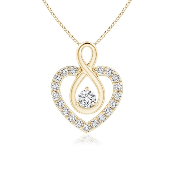Angara Natural Diamond Heart Pendant Necklace for Women in 14K Yellow Gold (Size-2.8mm) – April Birthstone Jewelry | Diamond Heart Necklace