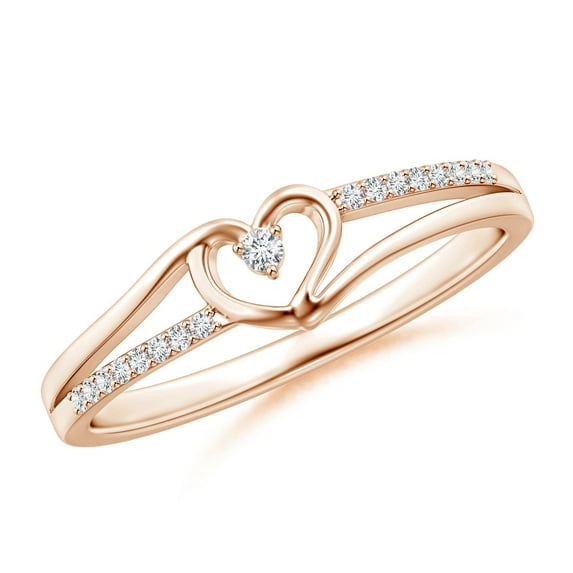 ANGARA Natural Diamond Heart Promise Ring in 14K Rose Gold for Women (Size-1.5mm | Color-G | Clarity-VS2) | April Birthstone, Birthday, Anniversary, Jewelry Gift for Women | Natural Diamond Ring