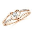 thumbnail image 1 of ANGARA Natural Diamond Heart Promise Ring in 14K Rose Gold for Women (Size-3.1mm | Color-H | Clarity-SI2) | April Birthstone, Birthday, Anniversary, Jewelry Gift for Women | Natural Diamond Ring, 1 of 9