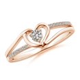 thumbnail image 1 of ANGARA Natural Diamond Heart Promise Ring in 14K Rose Gold for Women (Size-3.1mm | Color-K | Clarity-I3) | April Birthstone, Birthday, Anniversary, Jewelry Gift for Women | Natural Diamond Ring, 1 of 9