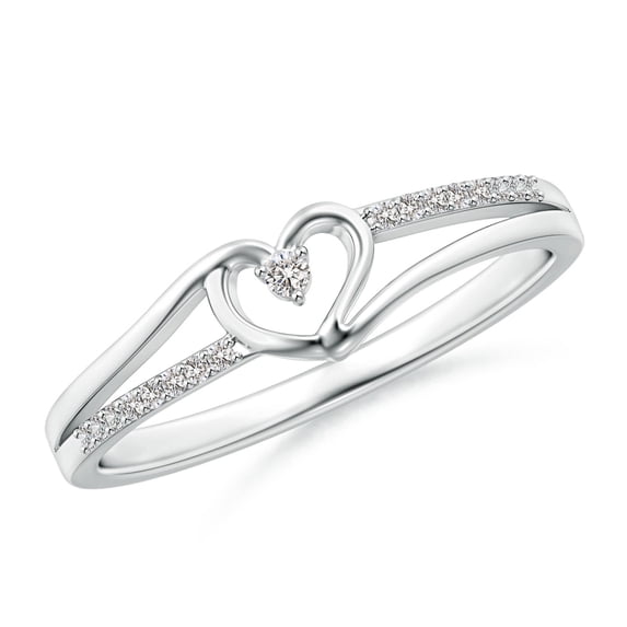 ANGARA Natural Diamond Heart Promise Ring in 14K White Gold for Women (Size-1.5mm | Color-I-J | Clarity-I1-I2) | April Birthstone, Birthday, Anniversary, Jewelry Gift for Women | Natural Diamond Ring
