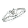 thumbnail image 1 of ANGARA Natural Diamond Heart Promise Ring in 14K White Gold for Women (Size-2.9mm | Color-K | Clarity-I3) | April Birthstone, Birthday, Anniversary, Jewelry Gift for Women | Natural Diamond Ring, 1 of 9