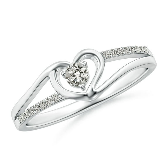 ANGARA Natural Diamond Heart Promise Ring in 14K White Gold for Women (Size-2.9mm | Color-K | Clarity-I3) | April Birthstone, Birthday, Anniversary, Jewelry Gift for Women | Natural Diamond Ring