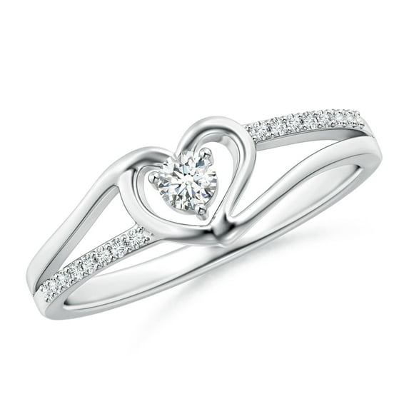 ANGARA Natural Diamond Heart Promise Ring in 14K White Gold for Women (Size-3.1mm | Color-G | Clarity-VS2) | April Birthstone, Birthday, Anniversary, Jewelry Gift for Women | Natural Diamond Ring