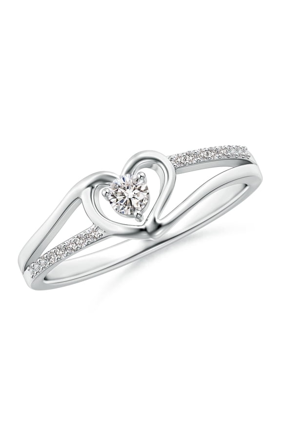Natural Diamond Heart Promise Ring in 14K White Gold for Women (Size-3.1mm | Color-I-J | Clarity-I1-I2) | April Birthstone, Birthday, Anniversary, Jewelry Gift for Women | Natural Diamond Ring