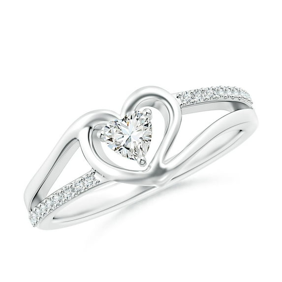 ANGARA Natural Diamond Heart Promise Ring in 14K White Gold for Women (Size-4mm | Color-G | Clarity-VS2) | April Birthstone, Birthday, Anniversary, Jewelry Gift for Women | Natural Diamond Ring