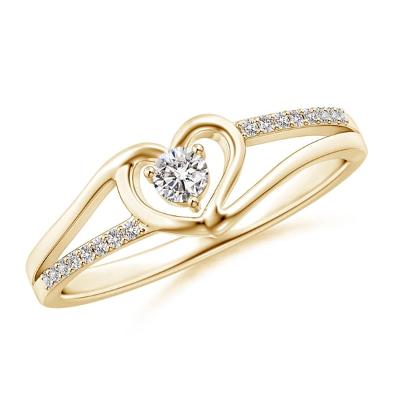 ANGARA Natural Diamond Heart Promise Ring in 14K Yellow Gold for Women (Size-2.9mm | Color-I-J| Clarity-I1-I2) | April Birthstone, Birthday, Anniversary, Jewelry Gift for Women | Natural Diamond Ring