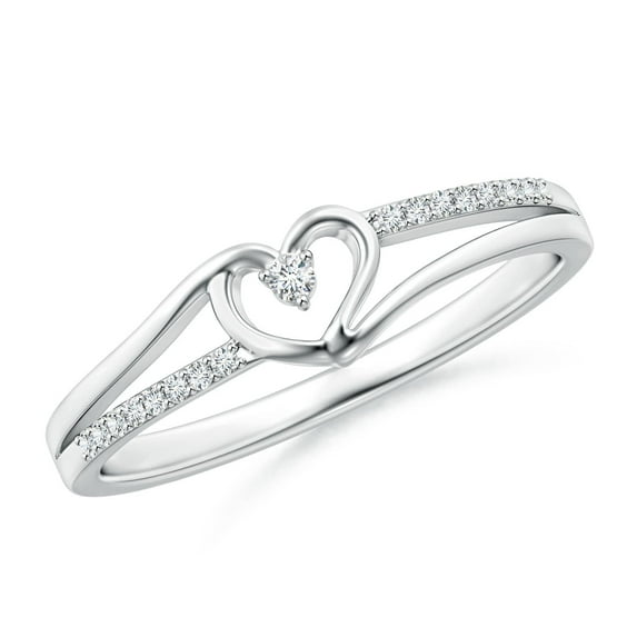 ANGARA Natural Diamond Heart Promise Ring in 925 Sterling Silver for Women (Size-1.5mm| Color-G| Clarity-VS2) | April Birthstone, Birthday, Anniversary, Jewelry Gift for Women | Natural Diamond Ring