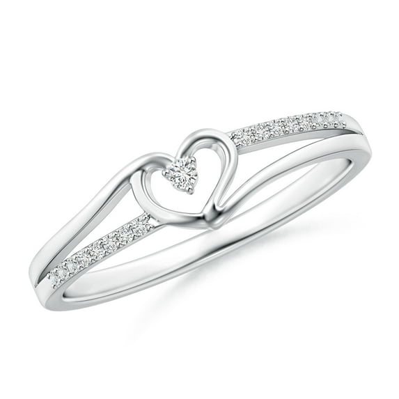 ANGARA Natural Diamond Heart Promise Ring in 925 Sterling Silver for Women (Size-1.5mm | Color-H| Clarity-SI2) | April Birthstone, Birthday, Anniversary, Jewelry Gift for Women | Natural Diamond Ring