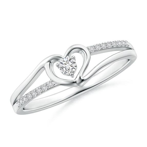 ANGARA Natural Diamond Heart Promise Ring in 925 Sterling Silver for Women (Size-2.5mm | Color-H| Clarity-SI2) | April Birthstone, Birthday, Anniversary, Jewelry Gift for Women | Natural Diamond Ring
