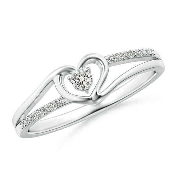 ANGARA Natural Diamond Heart Promise Ring in 925 Sterling Silver for Women (Size-2.5mm| Color-I-J| Clarity-I1-I2) | April Birthstone, Anniversary, Jewelry Gift for Women | Natural Diamond Ring