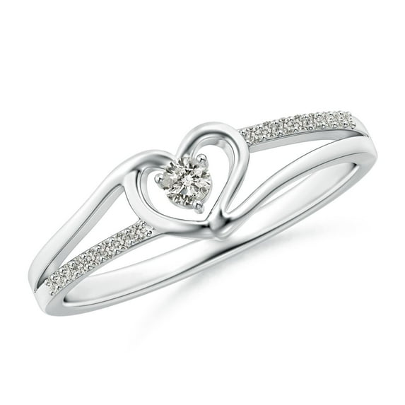 ANGARA Natural Diamond Heart Promise Ring in 925 Sterling Silver for Women (Size-2.5mm | Color-K | Clarity-I3) | April Birthstone, Birthday, Anniversary, Jewelry Gift for Women | Natural Diamond Ring