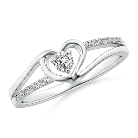 ANGARA Natural Diamond Heart Promise Ring in 925 Sterling Silver for Women (Size-3.1mm| Color-I-J| Clarity-I1-I2) | April Birthstone, Anniversary, Jewelry Gift for Women | Natural Diamond Ring