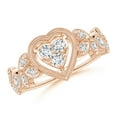 thumbnail image 1 of ANGARA Natural Diamond Heart Ring with Leaf Motifs in 14K Rose Gold for Women (Size-2.3mm| Color-G| Clarity-VS2) | April Birthstone, Anniversary, Jewelry Gift for Women | Natural Diamond Ring, 1 of 8