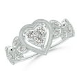 thumbnail image 1 of ANGARA Natural Diamond Heart Ring with Leaf Motifs in 14K White Gold for Women (Size-2.3mm| Color-I-J| Clarity-I1-I2) | April Birthstone, Anniversary, Jewelry Gift for Women | Natural Diamond Ring, 1 of 8