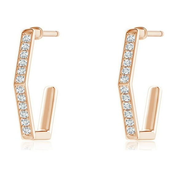 ANGARA Natural Diamond Hexagonal Hoop Earrings in 14K Rose Gold for Women (Size-0.9mm| Color-G| Clarity-VS2) | April Birthstone, Anniversary, Jewelry Gift for Women | Natural Diamond Earrings