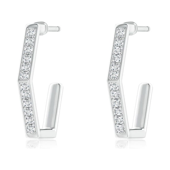 ANGARA Natural Diamond Hexagonal Hoop Earrings in 14K White Gold for Women (Size-1.2mm| Color-G| Clarity-VS2) | April Birthstone, Anniversary, Jewelry Gift for Women | Natural Diamond Earrings