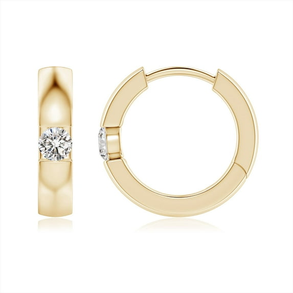 ANGARA Natural Diamond Hinged Hoop Earrings in 14K Yellow Gold for Women (Size-2.5mm| Color-I-J| Clarity-I1-I2) | April Birthstone, Anniversary, Jewelry Gift for Women | Natural Diamond Earrings