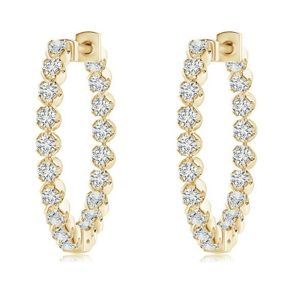 ANGARA Natural Diamond Hoop Earrings in 14K Yellow Gold for Women (Size-1.8mm| Color-H| Clarity-SI2) | April Birthstone, Anniversary, Jewelry Gift for Women | Natural Diamond Earrings