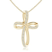 ANGARA Natural Diamond Infinity Cross Pendant in 14K Yellow Gold for Women (Size-1.15mm| Color-G| Clarity-VS2) | April Birthstone, Anniversary, Jewelry Gift for Women | Natural Diamond Necklace