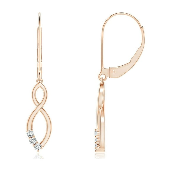 ANGARA Natural Diamond Infinity Drop Leverback Earrings in 14K Rose Gold for Women (Size-1.4mm| Color-G| Clarity-VS2) | April Birthstone, Anniversary Jewelry Gift for Women | Natural Diamond Earrings