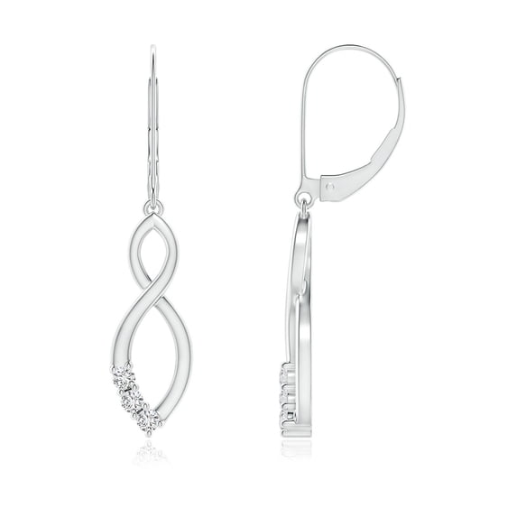 ANGARA Natural Diamond Infinity Drop Leverback Earrings in 14K White Gold for Women (Size-2mm| Color-H| Clarity-SI2) | April Birthstone, Anniversary, Jewelry Gift for Women | Natural Diamond Earrings