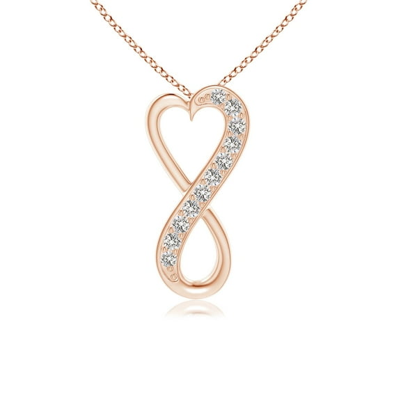 ANGARA Natural Diamond Infinity Heart Pendant in 14K Rose Gold for Women (Size-1.3mm| Color-I-J| Clarity-I1-I2) | April Birthstone, Anniversary, Jewelry Gift for Women | Natural Diamond Necklace