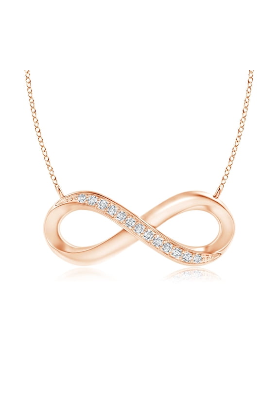 Natural Diamond Infinity Pendant Necklace for Women in 14K Rose Gold (Size-1mm| Color-G| Clarity-VS2) | April Birthstone, Anniversary, Jewelry Gift for Women | Natural Diamond Necklace