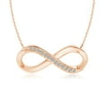 thumbnail image 1 of ANGARA Natural Diamond Infinity Pendant Necklace for Women in 14K Rose Gold (Size-1mm| Color-K| Clarity-I3) | April Birthstone, Anniversary, Jewelry Gift for Women | Natural Diamond Necklace, 1 of 8