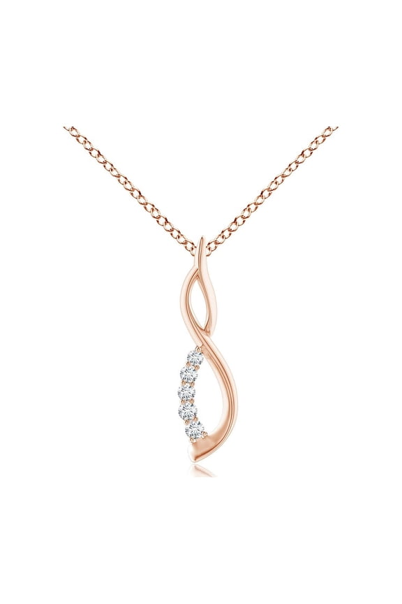 Natural Diamond Infinity Swirl Journey Pendant in 14K Rose Gold for Women (Size-1.4mm| Color-G| Clarity-VS2) | April Birthstone, Anniversary, Jewelry Gift for Women | Natural Diamond Necklace