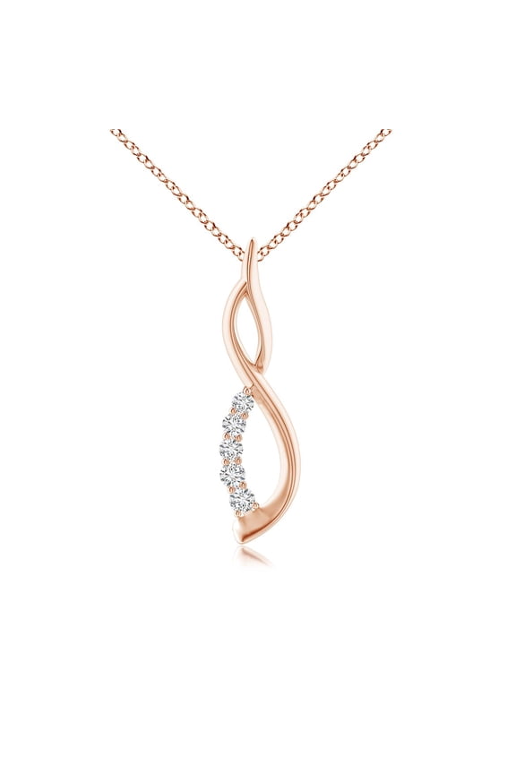 Natural Diamond Infinity Swirl Journey Pendant in 14K Rose Gold for Women (Size-1.9mm| Color-H| Clarity-SI2) | April Birthstone, Anniversary, Jewelry Gift for Women | Natural Diamond Necklace